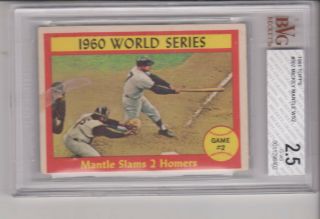 1961 Topps 307 Mickey Mantle Slams 2 Homers In Game 2 Beckett Graded 2,  5 G - Vg