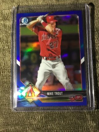2018 Bowman Chrome Blue Refractor Mike Trout 81/150 37 Angels