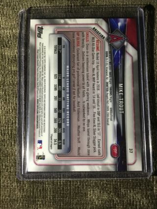 2018 Bowman Chrome Blue Refractor Mike Trout 81/150 37 Angels 3