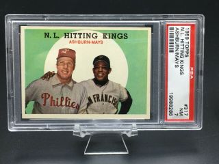 1959 Topps Baseball Nl Hitting Kings Willie Mays Richie Ashburn Psa Nm 7 317