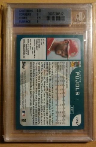 2001 ALBERT PUJOLS BGS 9 TOPPS TRADED ROOKIE RC T247 2