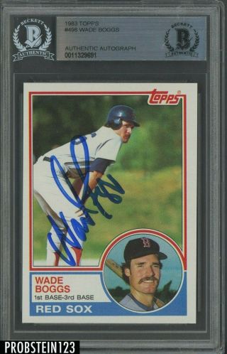 1983 Topps 498 Wade Boggs Rc Rookie Hof Signed Auto Red Sox Bgs Bas