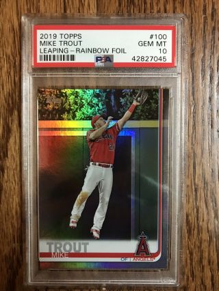 2019 Topps Mike Trout 100 Leaping Rainbow Foil Psa 10 Gem Qty.  Available