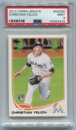2013 Christian Yelich Topps Update Rookie Rc Us290 Brewers Psa 9 43454425