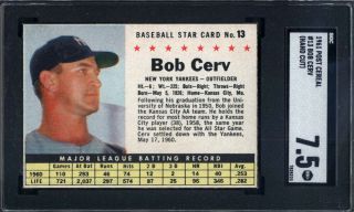 1961 Post Cereal 13 Bob Cerv Yankees Sgc 7.  5 696835
