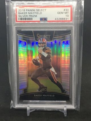 2018 Select Silver Prizm Baker Mayfield Cleveland Browns Rc Rookie Psa 10