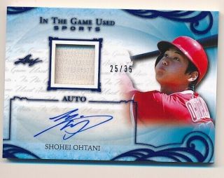 Shohei Ohtani 2019 Leaf Itg In The Game Auto Jersey Relic /35 Angels