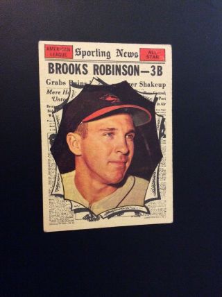 1961 Topps Baseball Hi 572 Brooks Robinson Hof All - Star Card Ex