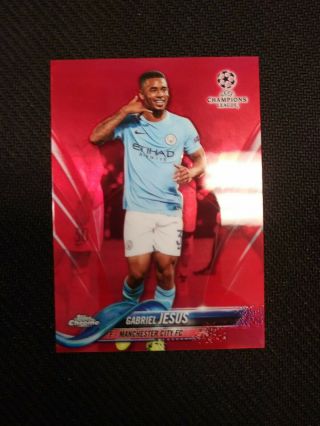 Gabriel Jesus 2017 - 18 Topps Chrome Uefa Champions League Red Refractor 08/10