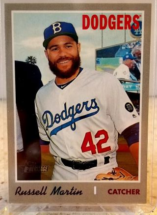 2019 Topps Heritage High Number Russell Martin Throwback Variation Ssp - Dodgers