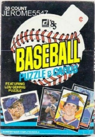 1985 Donruss Baseball Wax Card Box 36 Packs And Case Fresh Bitg
