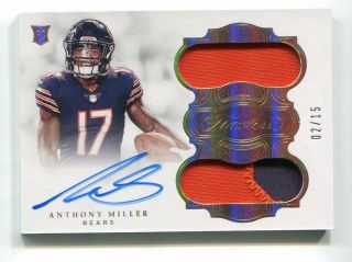 2018 Panini Flawless Anthony Miller Rc Player Worn Jersey Patch Auto Ed 02/15