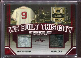 2019 Leaf Itg Game Ted Williams Bobby Orr Game Worn Jersey Ed 2/3