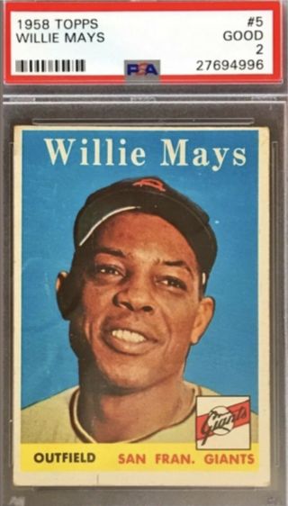 Willie Mays 1958 Topps Baseball Card 5 - Giants (psa Good 2)