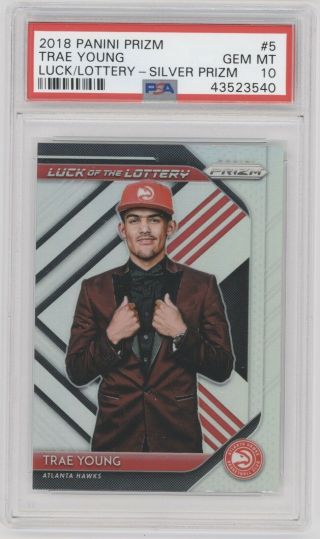 Trae Young 2018 - 19 Prizm Rookie Luck Of The Lottery Silver 5 Psa 10 Gem Rc