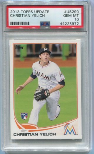 2013 Christian Yelich Topps Update Rookie Rc Us290 Brewers Psa 10 Gem Mt