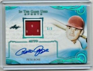 2019 Pete Rose Leaf In The Game Sports Jersey Auto Ed 5/9