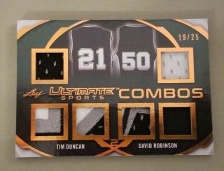 2019 Leaf Ultimate Combos Tim Duncan/david Robinson Multiple (6) Patches /25