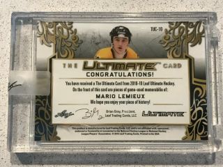 2018 - 19 Leaf Ultimate 8x Game Jersey Patch Glove Mario Lemieux 1/7 eBay 1/1 3