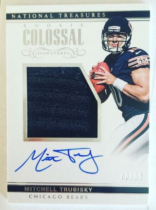 Mitchell Trubisky 2017 National Treasures Rc Auto Jersey Chicago Bears /99