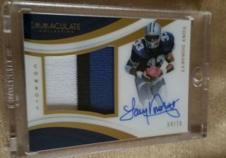 Tony Dorsett /10 Immaculate On Card 3 - Color Patch Autograph