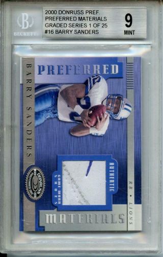 Barry Sanders 2000 Donruss Preferred Materials Game Worn Shoes W Logo Bgs 9 /25