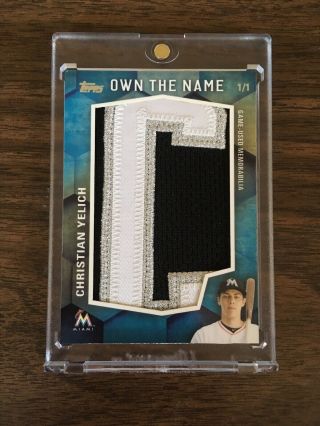 Christian Yelich 1/1 Nameplate Patch 2016 Topps Baseball Series 2 Game Worn