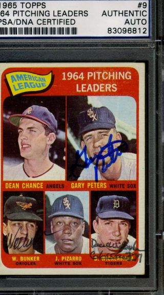 Leaders 9 Signed By 3 1965 Topps Signed Psa/dna Authentic Autograph