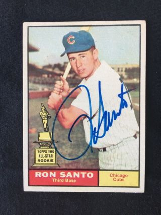 Ron Santo Autographed Signed 1961 Topps Rookie Card 35 - & Auto