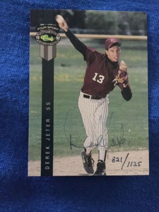 1992 Classic Four Sport Signed Autograph Derek Jeter 821 Baseball Card
