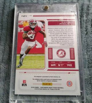 Calvin Ridley 2018 Panini Contenders Draft Cracked Ice Auto SP RC ' d/23 Alabama 2