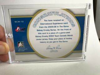 2005 - 06 ITG Sidney Crosby Game Jersey Memorabilia SCM - 12 Sidney Crosby 2
