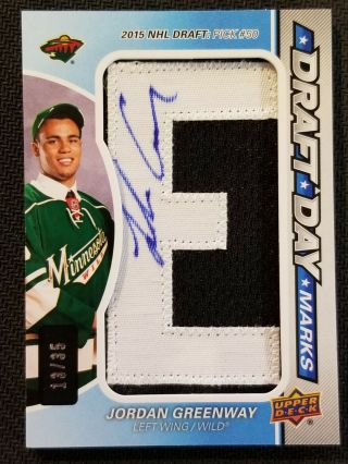2018 - 19 Sp Game Draft Day Marks Jordan Greenway Rookie Auto Patch Ed 13/35