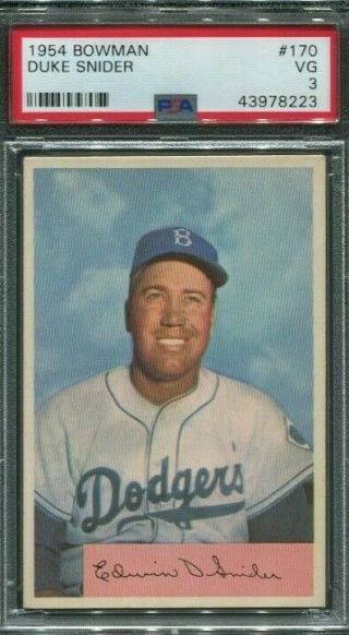 1954 Bowman 170 Duke Snider Brooklyn Dodgers Card Psa 3 Vg