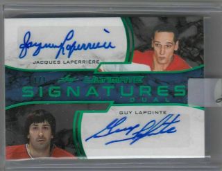 1/1 Jacques Laperriere Guy Lapointe Auto 2018 - 19 Leaf Ultimate Dual Signatures