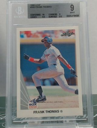 1990 Leaf Frank Thomas Rookie Card Hall Of Fame White Sox Rc Bgs 9 W/10 Cen
