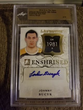 2014 - 15 Itg Ultimate Enshrined Auto Autograph Gold Johnny Bucyk 3/10