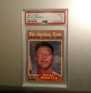 1962 Topps 471 Mickey Mantle All - Star Baseball Card Psa 5 Ex Yankees Centered