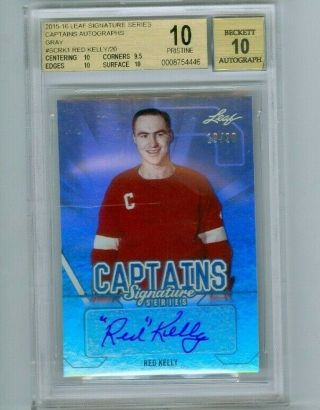 Bgs 10 Pristine 9.  5 Leaf Signatures Series Captain Auto Red Kelly Gray 19/20