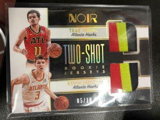 Trae Young/kevin Huerter 2018/19 Noir Two Shot Dual Patch 5/10 Hawks Tat7