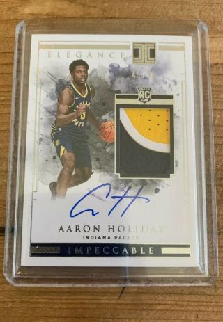 2018 - 19 Panini Impeccable Rookie Patch Auto Aaron Holiday Rc 45/99