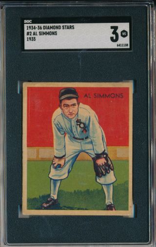 1934 - 36 Diamond Stars 2 Al Simmons - Sgc 3 Vg (svsc) - Centered
