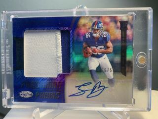 Saquon Barkley /50 Giants Rookie Auto Jersey Patch Mirror Blue Rc 2018 Certified