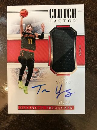Trae Young 2018 - 19 National Treasures Clutch Factor Rc Auto Patch 61/99 