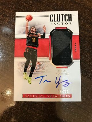 Trae Young 2018 - 19 National Treasures Clutch Factor RC Auto Patch 61/99  2