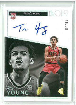 2018/19 Panini Noir Trae Young Rookie Autographs 394 Rc On Card Auto 97/99