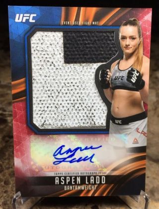 2019 Topps Ufc/knockout Aspen Ladd (3/8) (ruby/red) Auto Jumbo Relic Card
