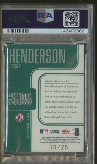 2003 Playoff Absolute Memorabilia Player Gold Rickey Henderson PSA 10 POP 1 2