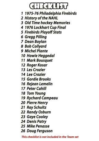 1975 - 76 NAHL CHAMPIONS Philadelphia Firebirds Team Set of 26 hockey cards. 3