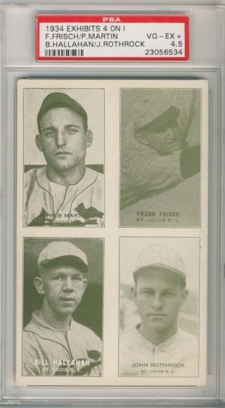 1934 4 - On - 1 Exhibit,  Frisch,  St.  Louis Cardinals,  Psa4.  5,  1 Hof,  3 Higher